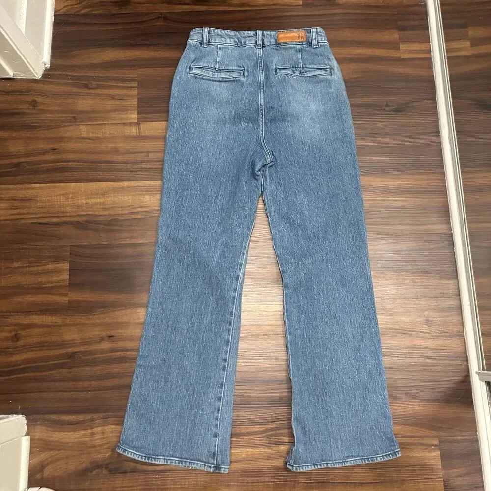 Reiss Women’s Sz 29 Patch Pocket Wide Leg Jeans Mid Blue Wash